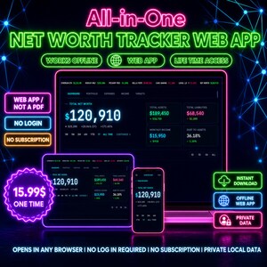NETWORTH.OS Tracker | Offline Wealth Dashboard | Bloomberg Terminal Inspired Web App | Local First Finance Tracker | No Subscription