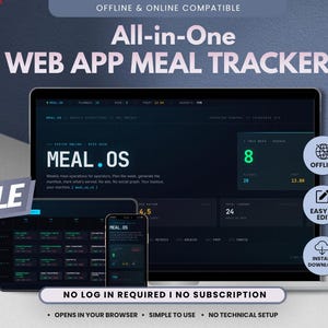 Wekelijkse maaltijdplanner van MEAL.OS | Offline app voor maaltijdplanning | Boodschappenlijstje + receptsjablonen | Digitale HTML-download