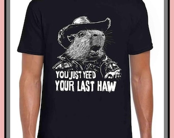 Western Capybara You Just Yee'd Your Last Haw Retro | Vintage Graphic Tee | Cute Trendy Shirt | Unisex Adult Kid | Aesthetic Gift | GA980