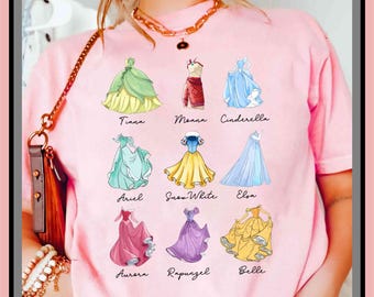 Retro Comfort Colors Disney Princess Dress Shirt | Vintage Graphic Tee | Cute Trendy Shirt | Unisex Adult Kid | Aesthetic Gift | GA767