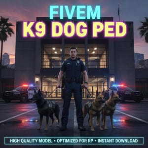 FiveM K9 Dog Ped Pack (Add-On) - Police & Sheriff Unit Companions - Optimized Roleplay Assets