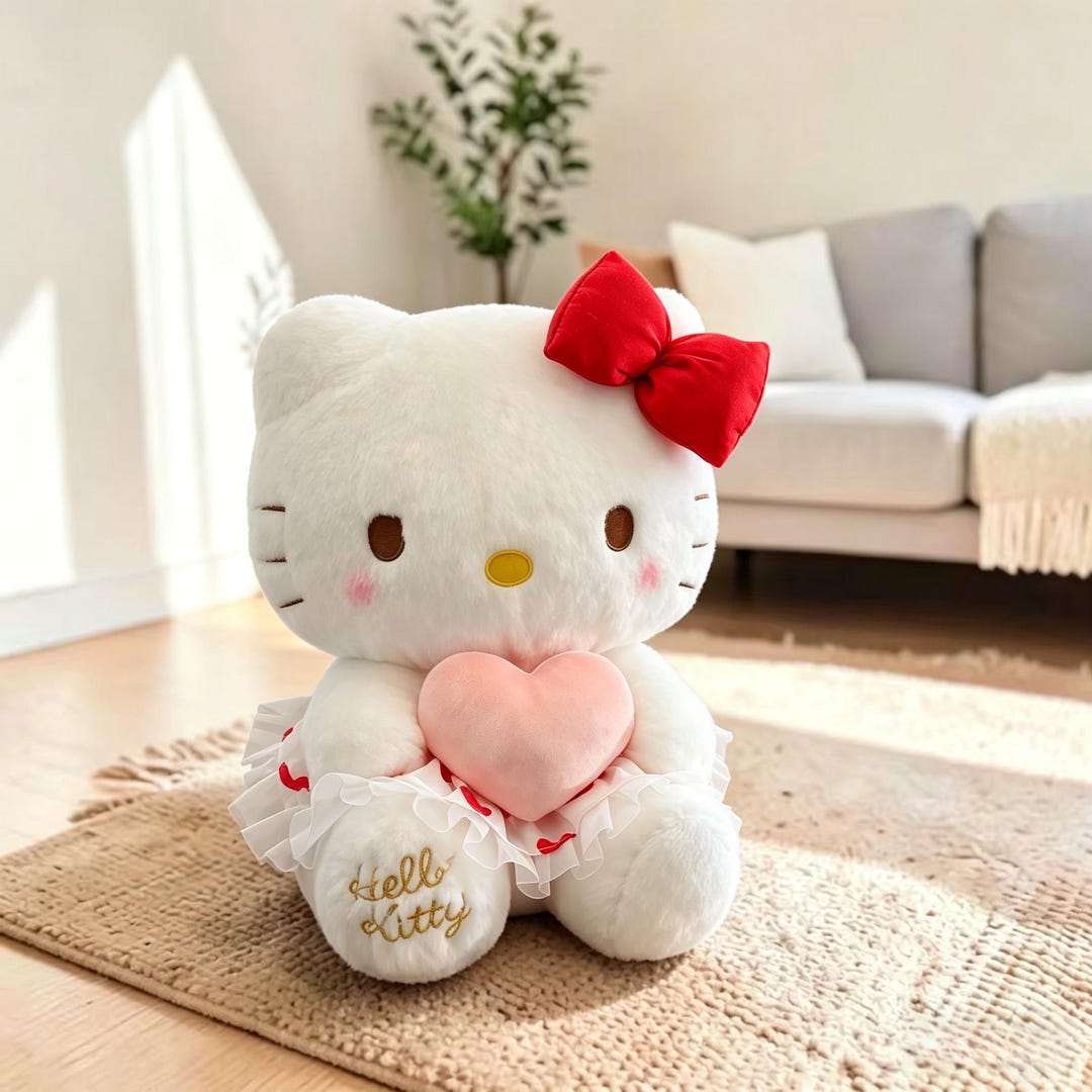 Sanrio-style Hello Kitty Plush Doll, Handmade Wool-filled Doll ...