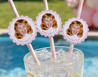 Personalized Look Who's 30 Photo Straws,Personalized Face Paper Straws,Birthday Party Supplies,Custom Photo Straws,20 Designs To Pick From