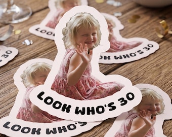 Funny 30th Birthday Stickers,Look Who’s Turning 30,Dirty Thirty Party Favors,Over the Hill Decals for Cups,Not 29 Again,Vintage Thirty
