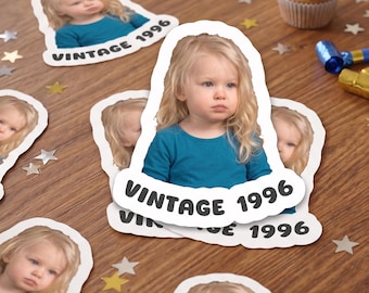 Vintage 1996 Birthday Sticker, 30th Birthday Photo Sticker, 30 Years Old Sticker,Custom Photo Sticker, Retro 90s Birthday Decal