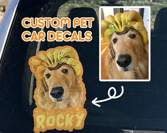 Custom Watercolor Pet Portrait Car Decal,Pet Car Decal,Personalized Car Sticker,Custom Pet Portrait Decal For Car Window,Gift For Dog Lover