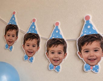 Custom Photo Face Birthday Bunting Banner,Personalized Face Garland,Custom Picture Party Bunting,Funny Custom Face Decor for Birthday Party