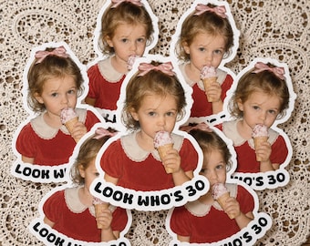 Look Who's 30,Turning 30 Labels for Cups,Birthday Stickers for Adults,Funny 30th Birthday Stickers,Funny 30 Year Old Party Favors