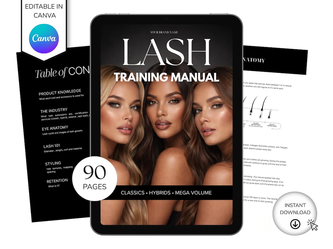 Editable 90 Page Lash Training Manual for Trainers | Eyelash Extension ...