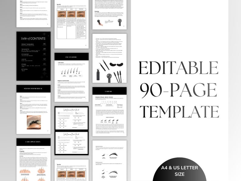 Lash Pages Editable 90 Page Lash Training Manual for Trainers | Eyelash Extension ...
