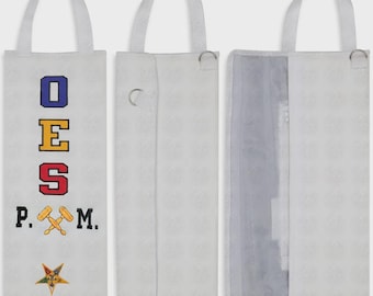OES Past Matron Sash Bag - Embroidered Eastern Star Regalia Storage Travel Case