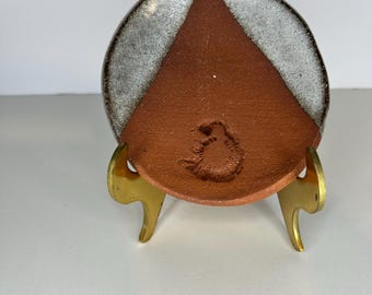 Red Clay/terracotta trinket dish with floral impression.