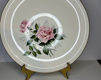 Taylor Smith Taylor Summer Rose Dinner Plates, Pink Floral Gold Trim