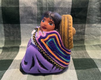 Mexican/Southwest Vintage Colorful Hand-Painted  Sitting “Maria”  Figurine