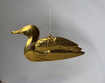 Vintage Department 56 Brass Christmas  Ornament Duck Mallard Bird
