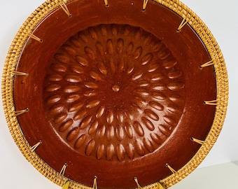 Jamaican Terracotta bowl with Rattan Rim