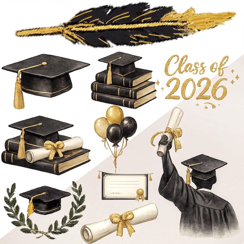 Paquete de imágenes prediseñadas de graduación de la promoción de 2026 ...