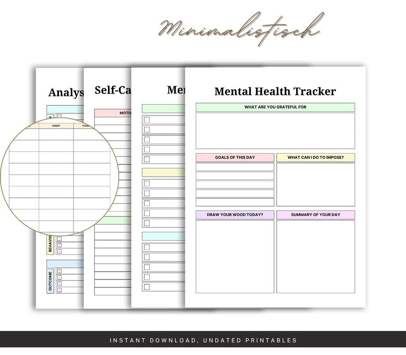 Printable Daily Mood, Anxiety Tracker | PDF | A4 Us Letter | Self Care ...