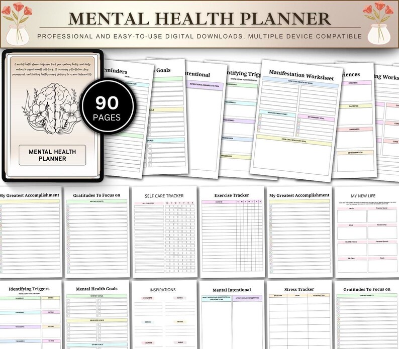 Printable Daily Mood, Anxiety Tracker | PDF | A4 Us Letter | Self Care ...