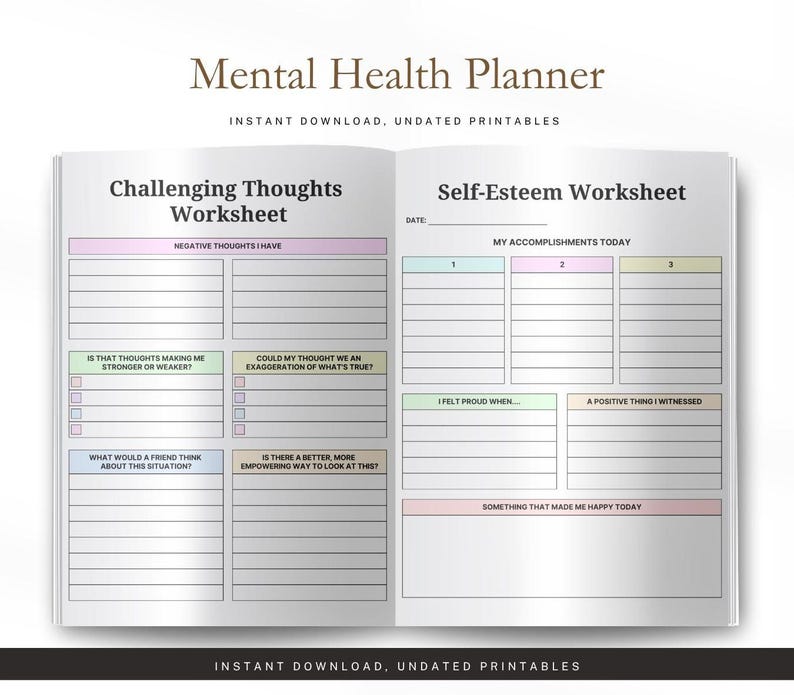 Printable Daily Mood, Anxiety Tracker | PDF | A4 Us Letter | Self Care ...