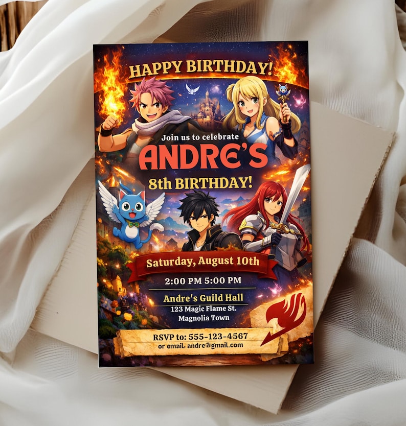 Anime Fairy Tale Birthday Invitation - Magical Adventure, Printable - Etsy
