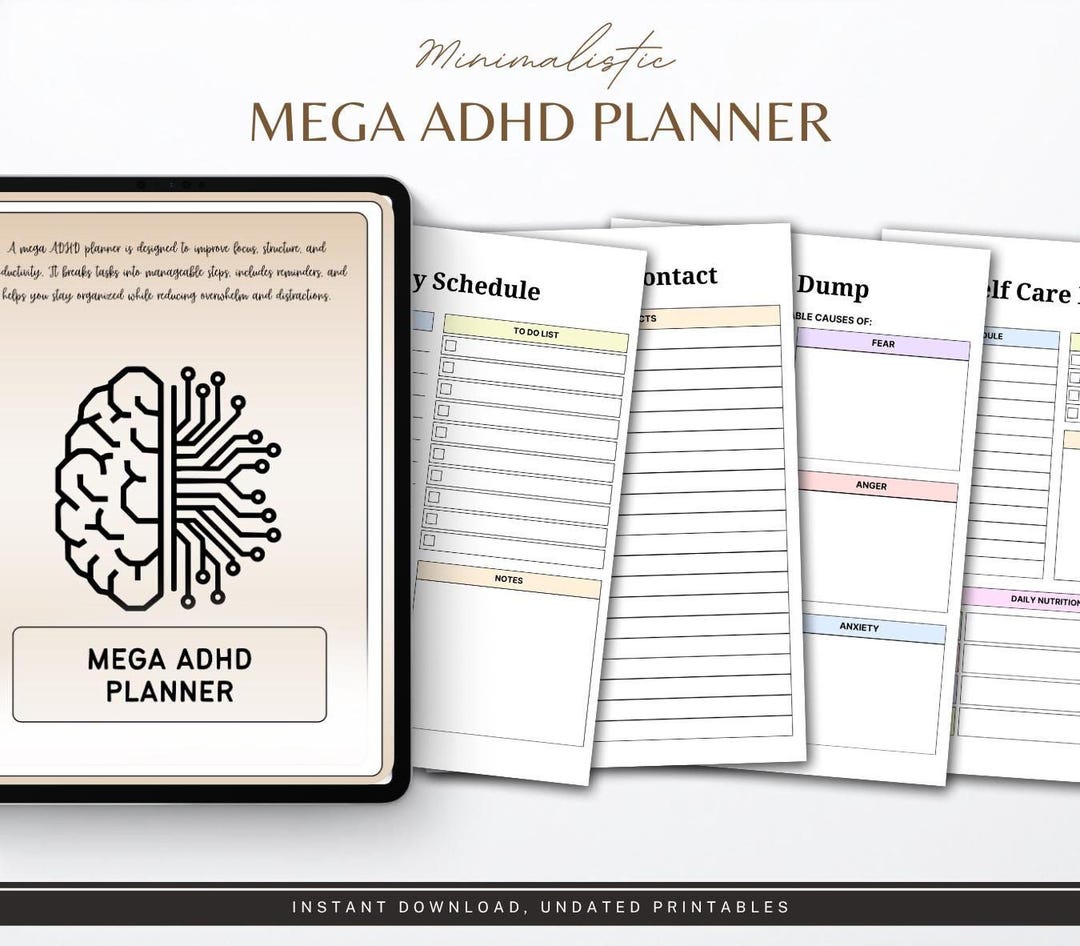 ADHD Printable Planner, Daily Focus & Time Blocking (PDF Download) - Etsy
