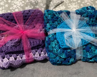 Crocheted Granny Square Afghan with 1 baby beanie