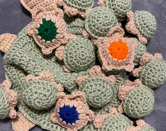 Crocheted Turtle Memory Game with 20 Baby Turtles