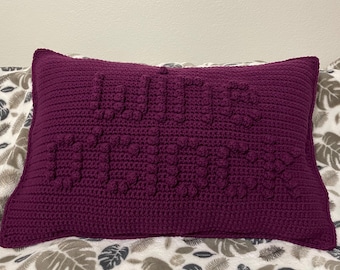 Crocheted Wine O'Clock Pillow