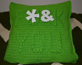 Crocheted F*CK YOU PIllow in Spring Green