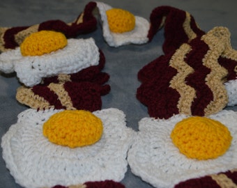 Crocheted Bacon & Egg fun scarf