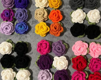 Ensemble de 6 roses au crochet appliquées