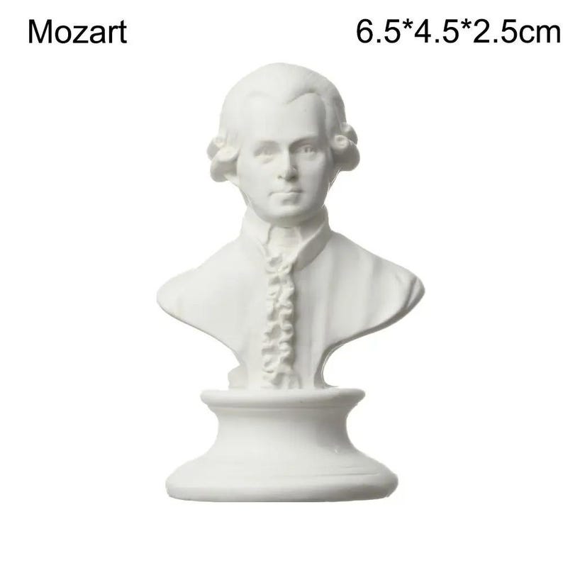 Mini Plaster Bust Statue, Classical Sculpture, Drawing Practice Model, Home Decor Mozart