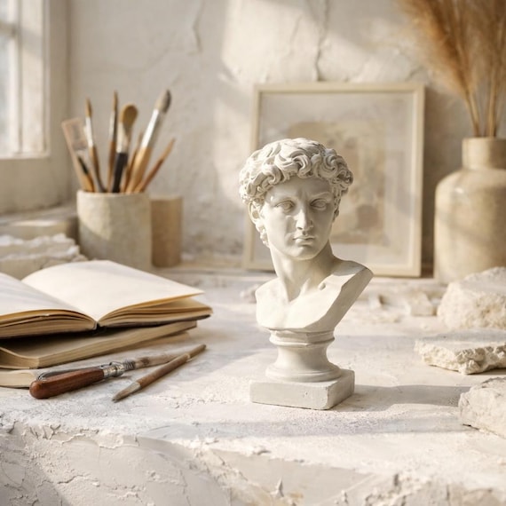 Mini Plaster Bust Statue, Classical Sculpture, Drawing Practice Model, Home Decor