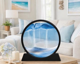 3D Flowing Sand Art – Moving Sand Painting Glass Decor, Deep Sea Sandscape Hourglass
