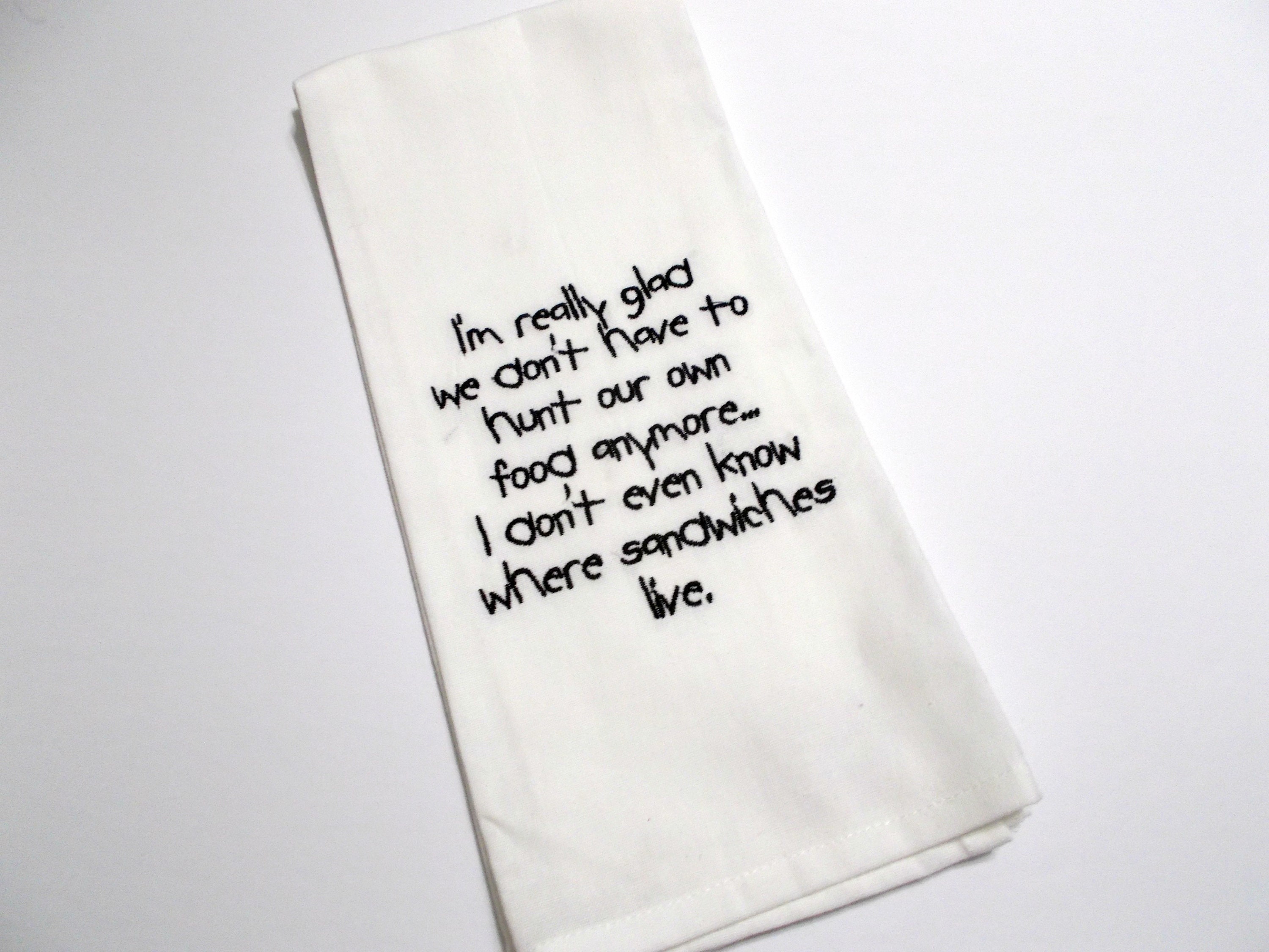 Embroidered Towel - Kitchen Towel - Funny Kitchen Towel - Food