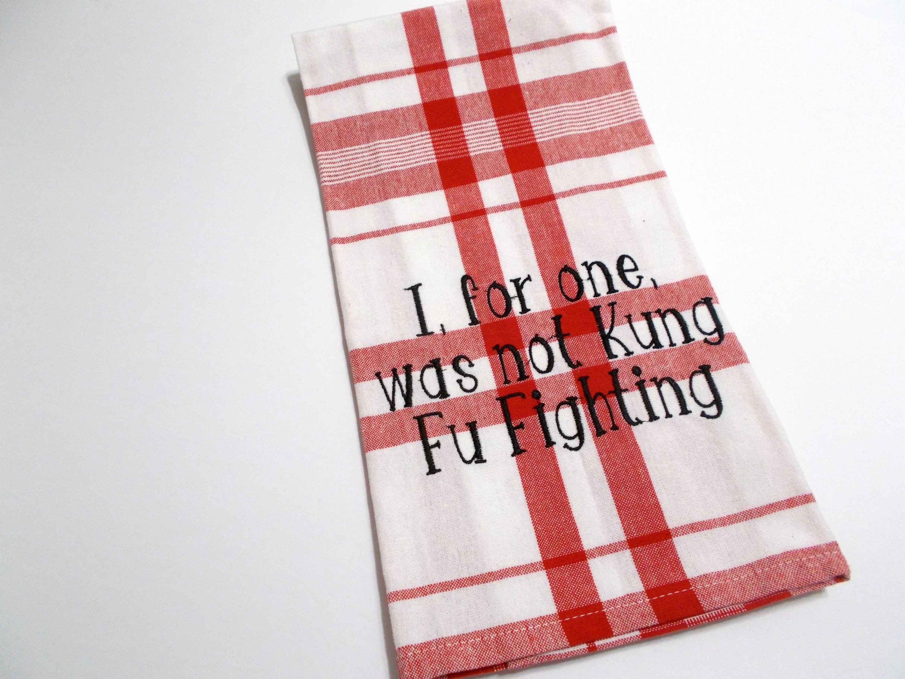 Kung Fu Fighting Humor Kitchen Towel Embroidered Kitchen Towel Red Plaid Gallery Photo