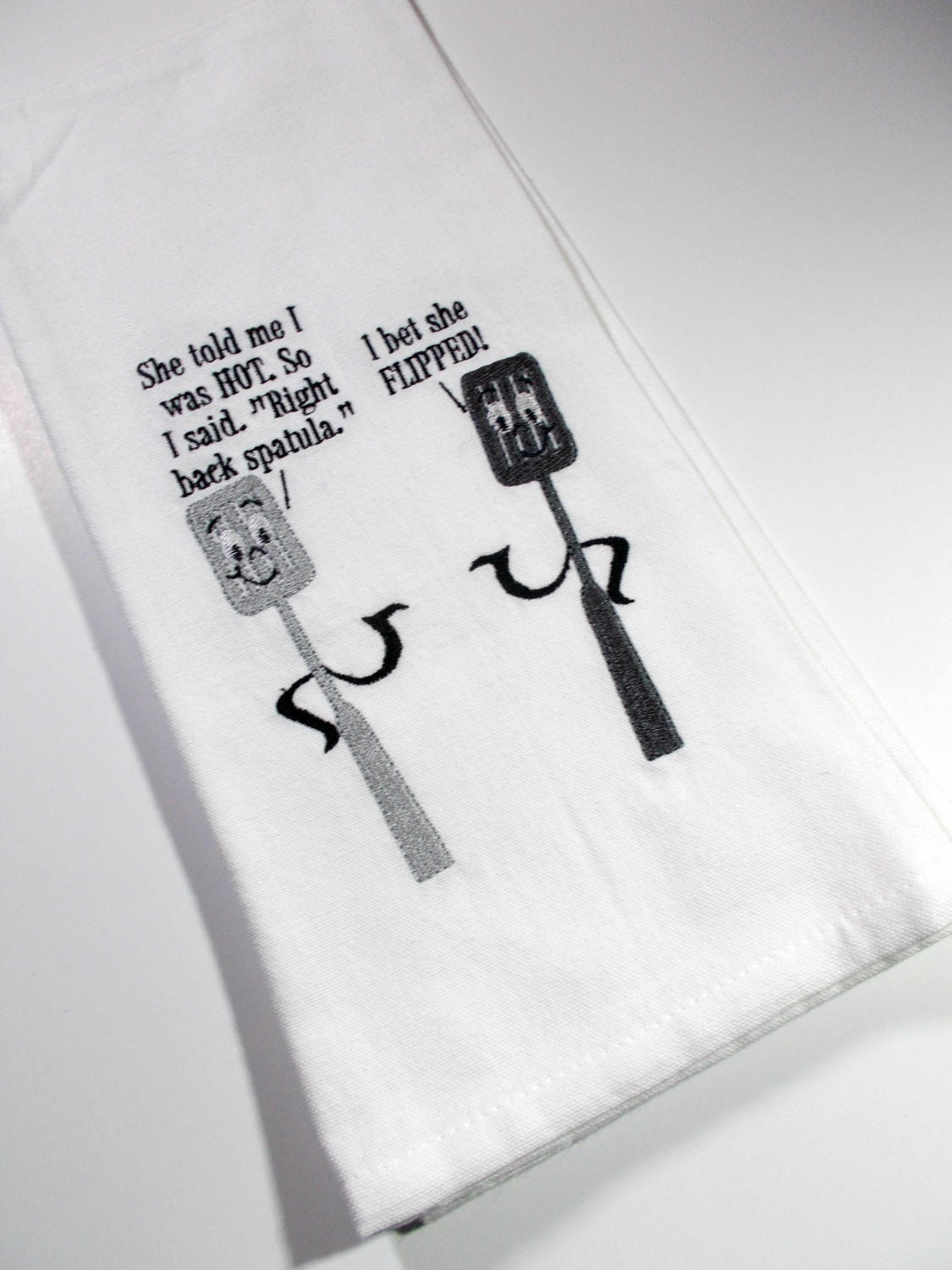Kitchen Utensil Towel Embroidered Towel Kitchen Towel 10 dollar gift Kitchen Pun Funny Kitchen Towel Funny Pun Spatula Funny