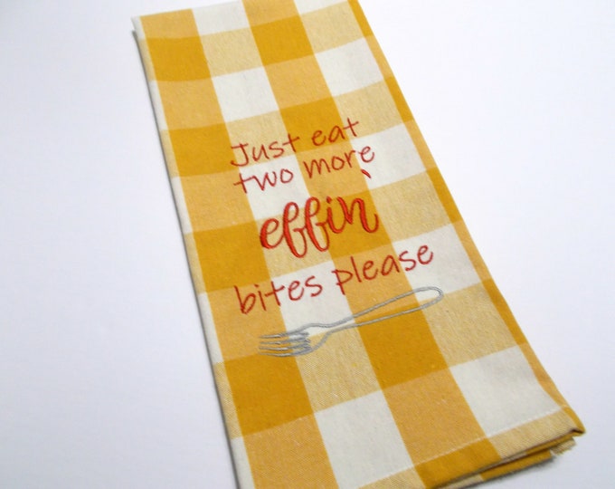 Sarcastic Mom - Two More Bites - Inappropriate Mom- Tea Towel -   Kitchen Towel - Under 15 dollars - Funny Kitchen Towel - Funny - Mother
