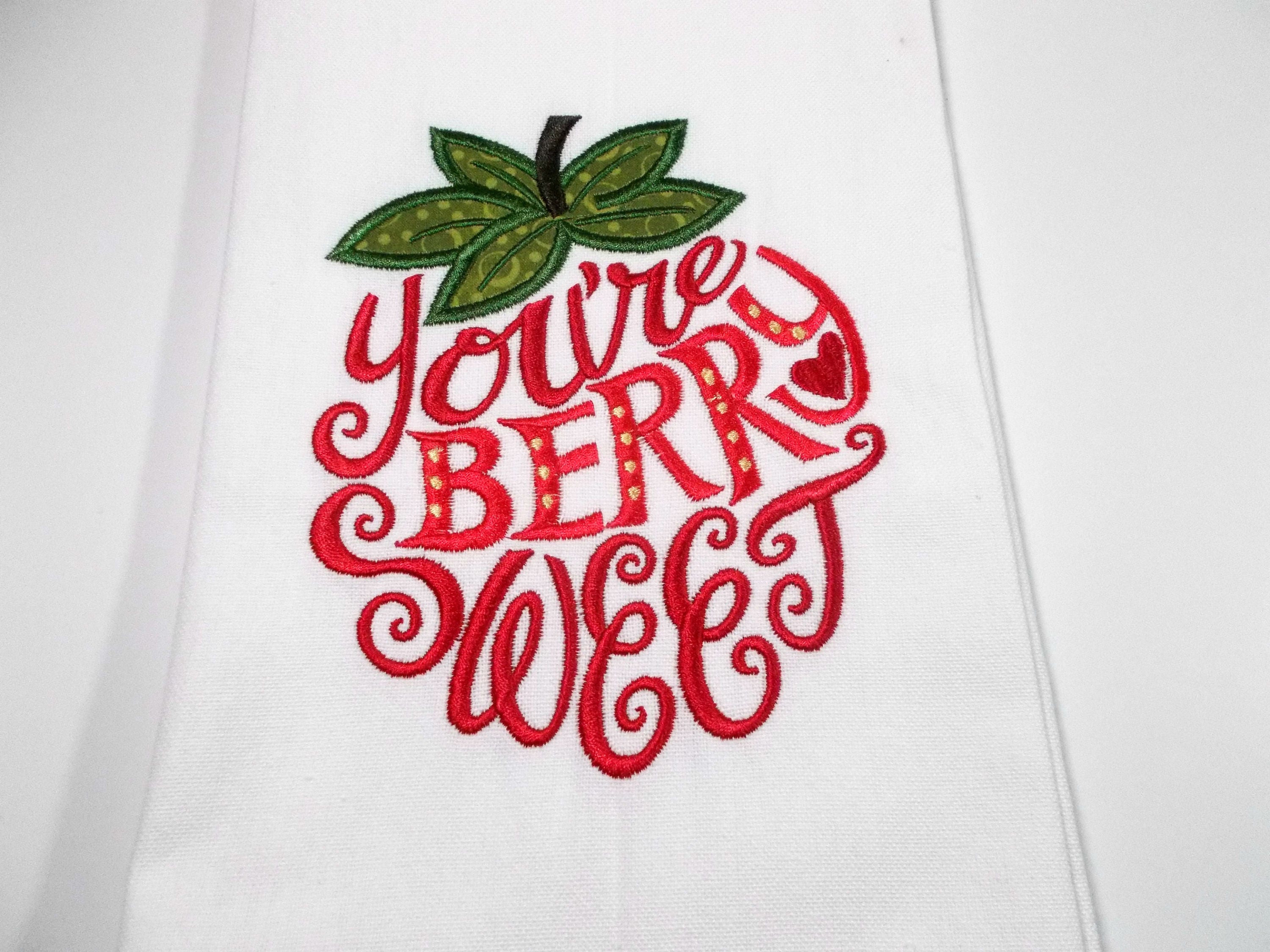 Embroidered Towel Kitchen Towel Strawberry Kitchen Towel Hand