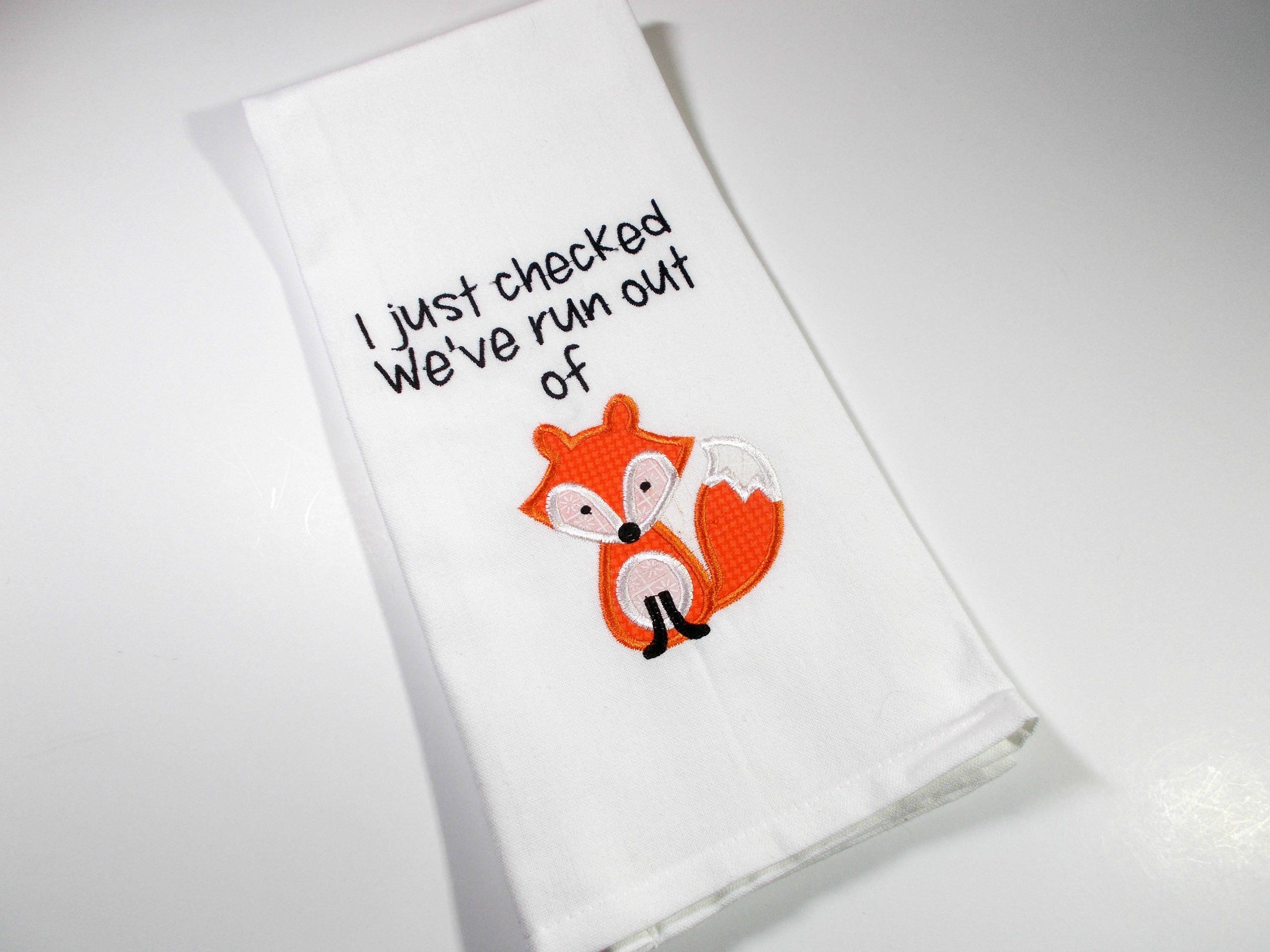 Embroidered Towel Kitchen Towel Funny Fox Kitchen Towel
