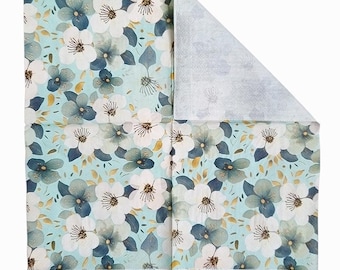 Servilletas de cóctel con estampado floral en acuarela, artículos para fiestas de bodas de primavera en azul y blanco.