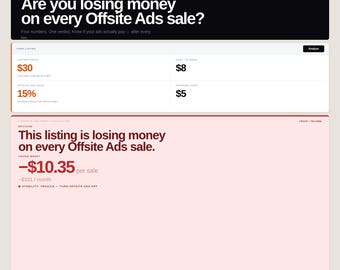 Calcolatore di profitto delle inserzioni pubblicitarie esterne di Etsy: scopri se stai effettivamente guadagnando con le tue inserzioni.