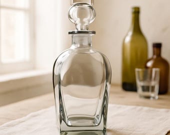 Decanter in vetro italiano Luigi Bormioli Rossini / Bottiglia vintage trasparente per liquori con tappo
