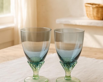 Calici Bormioli Rocco / Bicchieri in vetro Bahia blu e verde / Arredamento da sala da pranzo in stile Mid-Century Modern