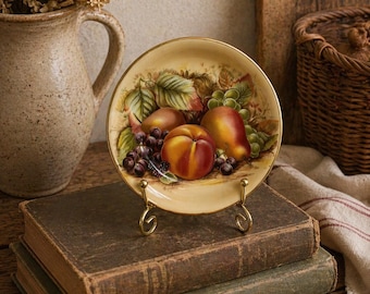Piatto mini Aynsley Orchard Gold, in porcellana Bone China, decorato a mano con frutta (11,4 cm).