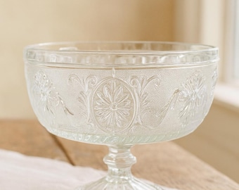 Indiana Glass Compote Bowl | Pressed Clear Glass Sandwich Pattern 1950s | Housewarming Gift or Vintage Collector