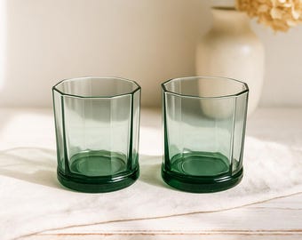 Bicchieri Anchor Hocking Essex Tumbler / Set da bar vintage anni '70 verde / Regalo per lui o per lei, arredamento retrò
