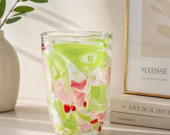 Hand Blown Art Glass Vase, Confetti Spatter Murano Style, MCM Decor