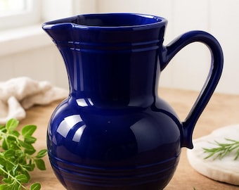 Brocca in gres di Emile Henry / Brocca francese blu cobalto anni '90 / Decorazione da cucina in stile MCM